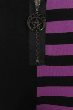 Banned Half Black Half Stripe Leggings In Black & Purple -Timeless London Shop 1611941598LG67017 2 560x