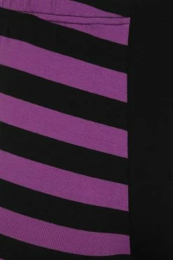 Banned Half Black Half Stripe Leggings In Black & Purple -Timeless London Shop 1611941598LG67017 4 560x