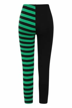 Banned Half Black Half Stripe Leggings In Black & Green 13 Banned Half Black Half Stripe Leggings In Black & Green -Timeless London Shop 1611941615LG67017 7 560x