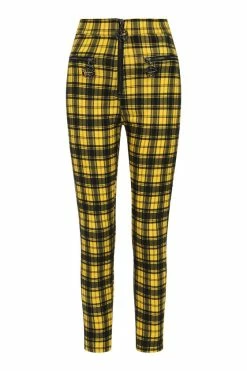 Banned Damien Stretch Skinny Trousers In Yellow Tartan -Timeless London Shop 1611945121TR31999 1 560x