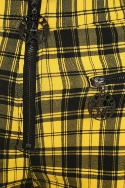 Banned Damien Stretch Skinny Trousers In Yellow Tartan -Timeless London Shop 1611945121TR31999 2 560x