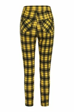 Banned Damien Stretch Skinny Trousers In Yellow Tartan -Timeless London Shop 1611945121TR31999 3 560x