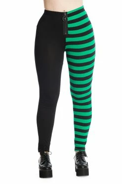 Banned Half Black Half Stripe Leggings In Black & Green 16 Banned Half Black Half Stripe Leggings In Black & Green -Timeless London Shop 1625781021LG67017GRNSS68002BLK 0060 560x