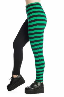 Banned Half Black Half Stripe Leggings In Black & Green 17 Banned Half Black Half Stripe Leggings In Black & Green -Timeless London Shop 1625781021LG67017GRNSS68002BLK 0061 560x