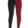 Banned Half Black Half Stripe Leggings In Black & Red