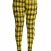 Banned Damien Stretch Skinny Trousers In Yellow Tartan