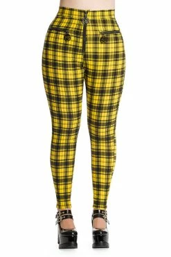 Banned Damien Stretch Skinny Trousers In Yellow Tartan