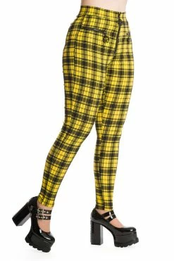 Banned Damien Stretch Skinny Trousers In Yellow Tartan -Timeless London Shop 1625833017TR31099YellowSS68004BLK 0473 560x