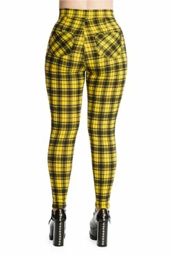 Banned Damien Stretch Skinny Trousers In Yellow Tartan -Timeless London Shop 1625833017TR31099YellowSS68004BLK 0474 560x