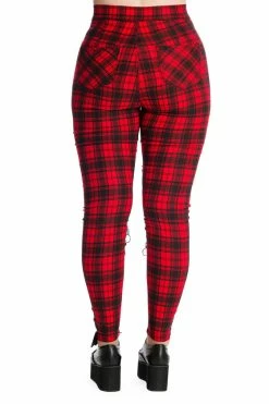 Banned Enchanted Stretch Skinny Trousers In Red Tartan -Timeless London Shop 1625834190TR31114REDJP57061BLK 0367 560x