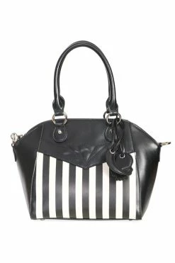 Banned Another Lost Soul Handbag Purse With Black And White Stripes