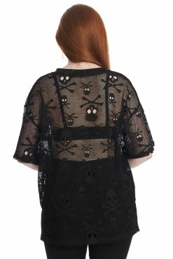 Banned Skull Queen Mesh Long Oversized Top Goth -Timeless London Shop 1659025411TP10518BLK 4 560x