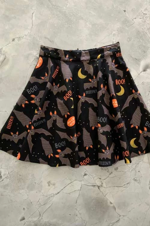 Retrolicious Skater Skirt In Feelin' Batty Halloween Print 1 Retrolicious Skater Skirt In Feelin' Batty Halloween Print