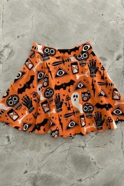 Retrolicious Skater Skirt In Eeek Halloween Print