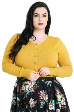 Hell Bunny Paloma Cardigan In Mustard
