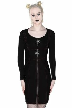 Killstar Adversary Midi Suspender Wiggle Skirt In Black -Timeless London Shop AdversarySkirt FR 560x