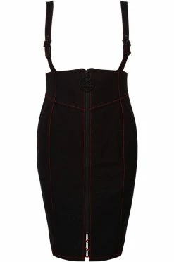 Killstar Adversary Midi Suspender Wiggle Skirt In Black -Timeless London Shop AdversarySkirt GP 560x