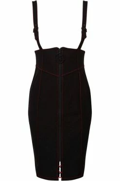 Killstar Adversary Midi Suspender Wiggle Skirt In Black -Timeless London Shop AdversarySkirt GR 560x