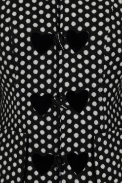 Hell Bunny Amelia Coat In Black And White Polkadot -Timeless London Shop AmeliaCoat B W CU 560x