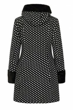 Hell Bunny Amelia Coat In Black And White Polkadot -Timeless London Shop AmeliaCoat B W GB 560x
