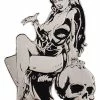 Kreepsville 666 Elvira Silver Comic Skull Extra Large Enamel Pin