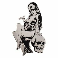 Kreepsville 666 Elvira Silver Comic Skull Extra Large Enamel Pin -Timeless London Shop BEESCS 560x