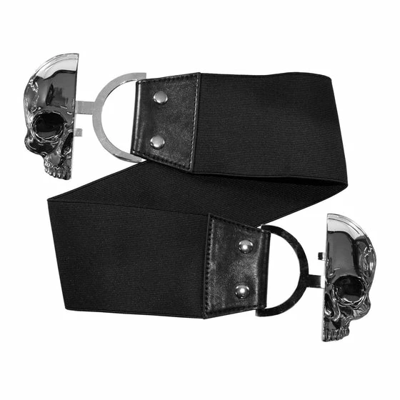 Kreepsville 666 Elastic Belt With Skull Buckle In Black 2 Kreepsville 666 Elastic Belt With Skull Buckle In Black - Image 2