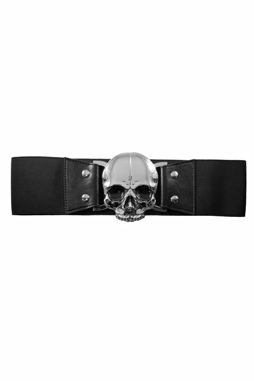 Kreepsville 666 Elastic Belt With Skull Buckle In Black 1 Kreepsville 666 Elastic Belt With Skull Buckle In Black