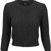 MAK Sweaters Chunky Vintage Knit Cardigan With 3/4 Sleeves In Black