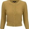 MAK Sweaters Chunky Vintage Knit Cardigan With 3/4 Sleeves In Bronze (Mustard)