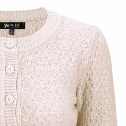 MAK Sweaters Chunky Vintage Knit Cardigan With 3/4 Sleeves In Blush -Timeless London Shop ChunkyM3514 BSH CU 560x