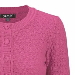 MAK Sweaters Chunky Vintage Knit Cardigan With 3/4 Sleeves In Magenta -Timeless London Shop ChunkyM3514 MGN CU e69f2f08 e54e 417a 8ef7 ef78b43b2add 560x