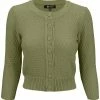 MAK Sweaters Chunky Vintage Knit Cardigan With 3/4 Sleeves In Olive