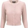 MAK Sweaters Chunky Vintage Knit Cardigan With 3/4 Sleeves In Peach Beige