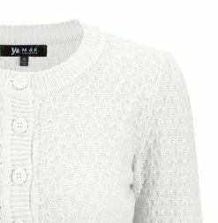 MAK Sweaters Chunky Vintage Knit Cardigan With 3/4 Sleeves In White -Timeless London Shop ChunkyM3514 WHT CU deb8a88d d9dc 4bf0 b241 69ba2a1af4c0 560x