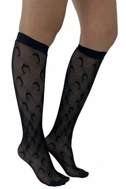 Pamela Mann Hosiery Pamela Mann Crescent Moon Net Knee Socks Black