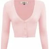 MAK Sweaters Cropped Cardigan With 3/4 Sleeves In Blush