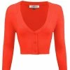 MAK Sweaters Cropped Cardigan With 3/4 Sleeves In Fiesta Orange