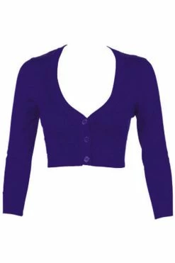 MAK Sweaters Cropped Cardigan With 3/4 Sleeves In Grape -Timeless London Shop CropLS Grp F2 98d283b9 bef4 4c55 a9aa 80ee320d51a9 560x