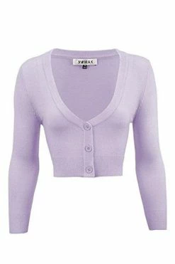 MAK Sweaters Cropped Cardigan With 3/4 Sleeves In Lilac -Timeless London Shop CropLS LLC 89545a4e e91e 4ac3 87b3 8c844155f4d7 560x