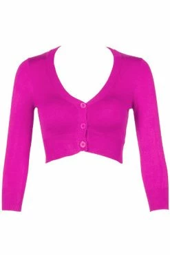 MAK Sweaters Cropped Cardigan With 3/4 Sleeves In Magenta 12 MAK Sweaters Cropped Cardigan With 3/4 Sleeves In Magenta -Timeless London Shop CropLS MGN F2 58f64e51 bf31 415c 9d2a 460924d4c90f 560x
