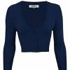 MAK Sweaters Cropped Cardigan With 3/4 Sleeves In Navy