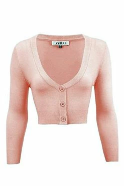 MAK Sweaters Cropped Cardigan With 3/4 Sleeves In Peach Beige