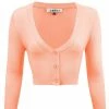 MAK Sweaters Cropped Cardigan With 3/4 Sleeves In Peach