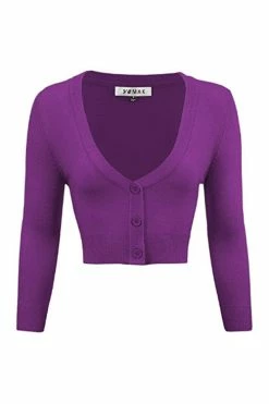 MAK Sweaters Cropped Cardigan With 3/4 Sleeves In Purple -Timeless London Shop CropLS PUR 12619010 31f1 44fa b421 7b353cb2a519 560x