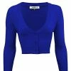 MAK Sweaters Cropped Cardigan With 3/4 Sleeves In Royal Blue