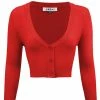 MAK Sweaters Cropped Cardigan With 3/4 Sleeves In Tomato