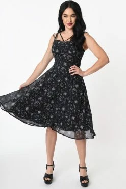 Timeless London Moon & Stars Print Crossover Neck Chiffon Dress -Timeless London Shop CrossoverDress Moon FR 0dd60afe fc13 4556 9f40 b9d28ba3f870 560x