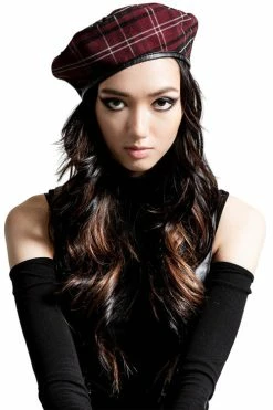Killstar Dark Fate Beret In Blood Tartan