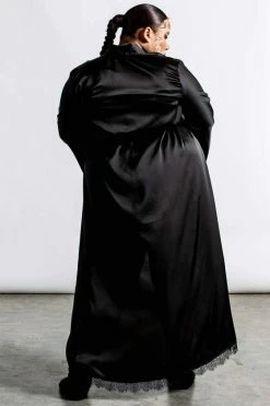Killstar Deadly Daze Black Satin Robe With Lace Trims Sexy Femme Fatale -Timeless London Shop DEADLY DAZE SATIN ROBE PLUS D x1600 22293177 92c6 4d07 a48d 805c1d7326e6 560x